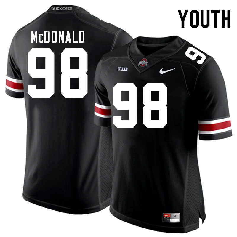 Ohio State Buckeyes Kayden McDonald Youth #98 Authentic Black College Football Jersey 2404PZXF5